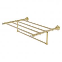 Allied Brass CC-HTL-5-TB-24-UNL - Carolina Crystal Collection 24 Inch Towel Shelf with Integrated Towel Bar - Unlacquered Brass