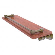Allied Brass CL-1-16-GAL-IRW-ABR - Carolina Collection 16 Inch Wood Shelf with Gallery Rail - Antique Brass