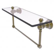 Allied Brass CL-1-16TB-ABR - Carolina Collection 16 Inch Glass Shelf with Integrated Towel Bar - Antique Brass
