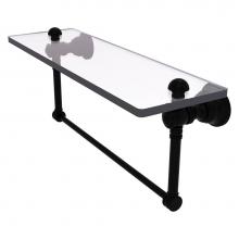 Allied Brass CL-1-16TB-BKM - Carolina Collection 16 Inch Glass Shelf with Integrated Towel Bar - Matte Black