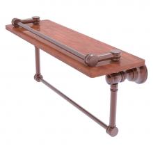 Allied Brass CL-1-16TB-GAL-IRW-CA - Carolina Collection 16 Inch Gallery Wood Shelf with Towel Bar - Antique Copper