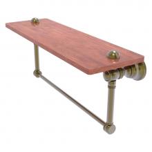 Allied Brass CL-1-16TB-IRW-ABR - Carolina Collection 16 Inch Wood shelf with Integrated Towel Bar - Antique Brass