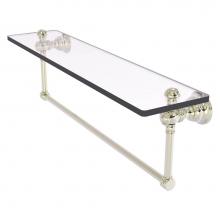 Allied Brass CL-1-22TB-PNI - Carolina Collection 22 Inch Glass Shelf with Integrated Towel Bar - Polished Nickel