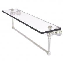 Allied Brass CL-1-22TB-SN - Carolina Collection 22 Inch Glass Shelf with Integrated Towel Bar - Satin Nickel