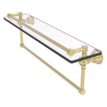 Allied Brass CL-1-22TB-GAL-SBR - Carolina Collection 22 Inch Gallery Glass Shelf with Integrated Towel Bar - Satin Brass