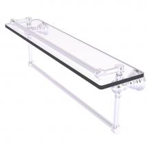 Allied Brass CL-1-22TB-GAL-SCH - Carolina Collection 22 Inch Gallery Glass Shelf with Integrated Towel Bar - Satin Chrome