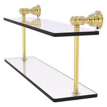 Allied Brass CL-2-16-UNL - Carolina Collection 16 Inch Two Tiered Glass Shelf - Unlacquered Brass