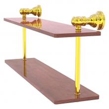 Allied Brass CL-2-16-IRW-PB - Carolina Collection 16 Inch Two Tiered Wood Shelf - Polished Brass