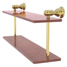 Allied Brass CL-2-16-IRW-UNL - Carolina Collection 16 Inch Two Tiered Wood Shelf - Unlacquered Brass