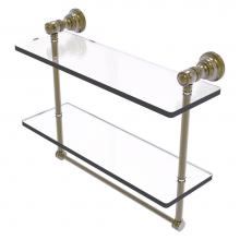 Allied Brass CL-2-16TB-ABR - Carolina Collection 16 Inch Double Glass Shelf with Towel Bar - Antique Brass