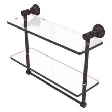 Allied Brass CL-2-16TB-ABZ - Carolina Collection 16 Inch Double Glass Shelf with Towel Bar - Antique Bronze