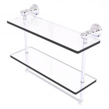 Allied Brass CL-2-16TB-PC - Carolina Collection 16 Inch Double Glass Shelf with Towel Bar - Polished Chrome