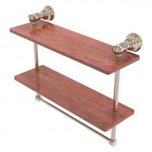 Allied Brass CL-2-16TB-IRW-PEW - Carolina Collection 16 Inch Double Wood Shelf with Towel Bar - Antique Pewter