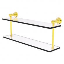 Allied Brass CL-2-22-PB - Carolina Collection 22 Inch Two Tiered Glass Shelf - Polished Brass