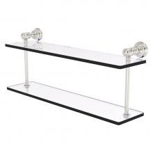 Allied Brass CL-2-22-SN - Carolina Collection 22 Inch Two Tiered Glass Shelf - Satin Nickel