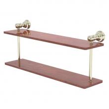 Allied Brass CL-2-22-IRW-PNI - Carolina Collection 22 Inch Two Tiered Wood Shelf - Polished Nickel