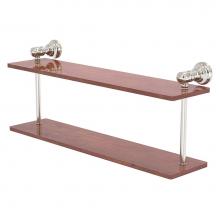 Allied Brass CL-2-22-IRW-SN - Carolina Collection 22 Inch Two Tiered Wood Shelf - Satin Nickel