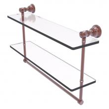 Allied Brass CL-2-22TB-CA - Carolina Collection 22 Inch Double Glass Shelf with Towel Bar - Antique Copper