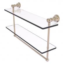 Allied Brass CL-2-22TB-PEW - Carolina Collection 22 Inch Double Glass Shelf with Towel Bar - Antique Pewter