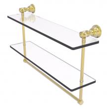 Allied Brass CL-2-22TB-SBR - Carolina Collection 22 Inch Double Glass Shelf with Towel Bar - Satin Brass