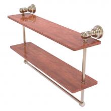 Allied Brass CL-2-22TB-IRW-PEW - Carolina Collection 22 Inch Double Wood Shelf with Towel Bar - Antique Pewter