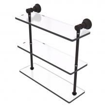 Allied Brass CL-5-16-ORB - Carolina Collection 16 Inch Triple Glass Shelf - Oil Rubbed Bronze