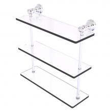 Allied Brass CL-5-16-PC - Carolina Collection 16 Inch Triple Glass Shelf - Polished Chrome