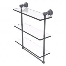 Allied Brass CL-5-16TB-GYM - Carolina Collection 16 Inch Triple Glass Shelf with Towel Bar - Matte Gray