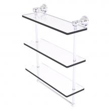 Allied Brass CL-5-16TB-PC - Carolina Collection 16 Inch Triple Glass Shelf with Towel Bar - Polished Chrome