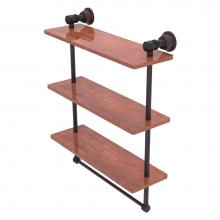 Allied Brass CL-5-16TB-IRW-VB - Carolina Collection 16 Inch Triple Wood Shelf with Towel Bar - Venetian Bronze