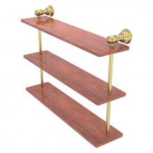 Allied Brass CL-5-22-IRW-SBR - Carolina Collection 22 Inch Triple Wood Shelf - Satin Brass