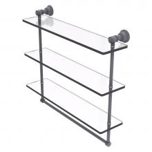 Allied Brass CL-5-22TB-GYM - Carolina Collection 22 Inch Triple Glass Shelf with Towel Bar - Matte Gray