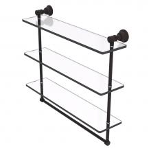 Allied Brass CL-5-22TB-ORB - Carolina Collection 22 Inch Triple Glass Shelf with Towel Bar - Oil Rubbed Bronze