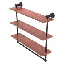 Allied Brass CL-5-22TB-IRW-ABZ - Carolina Collection 22 Inch Triple Wood Shelf with Towel Bar - Antique Bronze