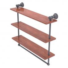 Allied Brass CL-5-22TB-IRW-GYM - Carolina Collection 22 Inch Triple Wood Shelf with Towel Bar - Matte Gray