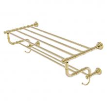 Allied Brass CL-HTL-5-DTB-30-UNL - Carolina Collection 30 Inch Towel Shelf with Double Towel Bar - Unlacquered Brass