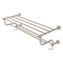Allied Brass CL-HTL-5-DTB-36-PNI - Carolina Collection 36 Inch Towel Shelf with Double Towel Bar - Polished Nickel