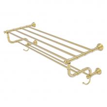 Allied Brass CL-HTL-5-DTB-36-SBR - Carolina Collection 36 Inch Towel Shelf with Double Towel Bar - Satin Brass