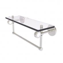 Allied Brass CV-1TB-16-SN - Clearview Collection 16 Inch Glass Shelf with Towel Bar