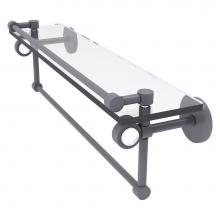 Allied Brass CV-1TB-22-GAL-GYM - Clearview Collection 22 Inch Glass Shelf with Gallery Rail and Towel Bar - Matte Gray