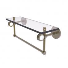 Allied Brass CV-1TBD-16-ABR - Clearview Collection 16 Inch Glass Shelf with Towel Bar and Dotted Accents