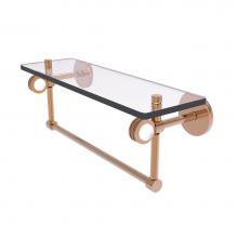 Allied Brass CV-1TBD-16-BBR - Clearview Collection 16 Inch Glass Shelf with Towel Bar and Dotted Accents