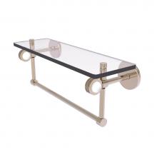 Allied Brass CV-1TBD-16-PEW - Clearview Collection 16 Inch Glass Shelf with Towel Bar and Dotted Accents