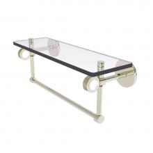 Allied Brass CV-1TBD-16-PNI - Clearview Collection 16 Inch Glass Shelf with Towel Bar and Dotted Accents