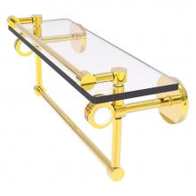 Allied Brass CV-1TBD-16-GAL-PB - Clearview Collection 16 Inch Glass Gallery Shelf with Towel Bar and Dotted Accents - Polished Bras