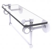 Allied Brass CV-1TBD-16-GAL-WHM - Clearview Collection 16 Inch Glass Gallery Shelf with Towel Bar and Dotted Accents - Matte White