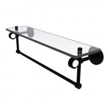 Allied Brass CV-1TBD-22-BKM - Clearview Collection 22 Inch Glass Shelf with Towel Bar and Dotted Accents