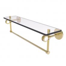 Allied Brass CV-1TBD-22-UNL - Clearview Collection 22 Inch Glass Shelf with Towel Bar and Dotted Accents