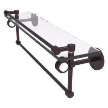 Allied Brass CV-1TBD-22-GAL-ABZ - Clearview Collection 22 Inch Glass Gallery Shelf with Towel Bar and Dotted Accents - Antique Bronz