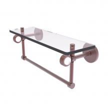 Allied Brass CV-1TBG-16-CA - Clearview Collection 16 Inch Glass Shelf with Towel Bar and Groovy Accents